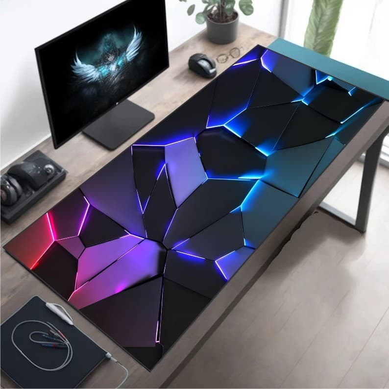 Mouse Pad Gamer led medio Speed Rgb Impermeável 70x30 anti derrapante
