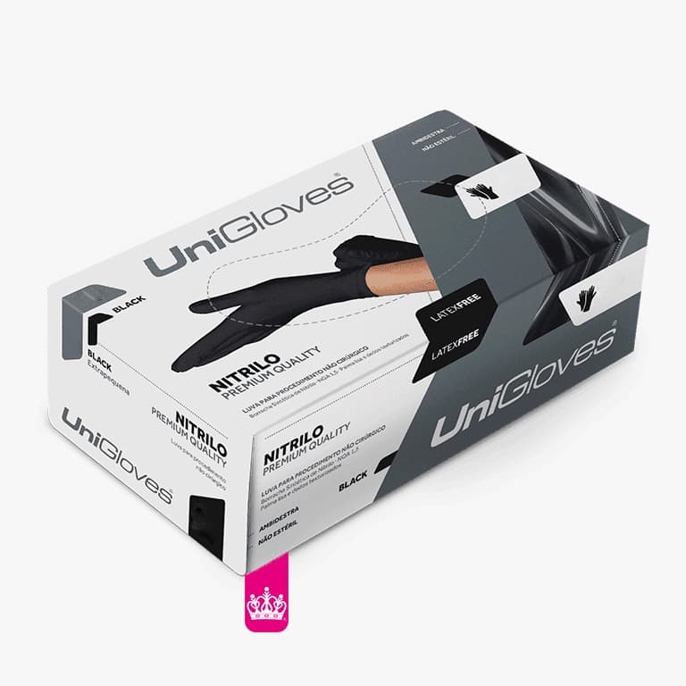 Luva Nitrilo LatexFree Black Preta - 100 und - UniGloves