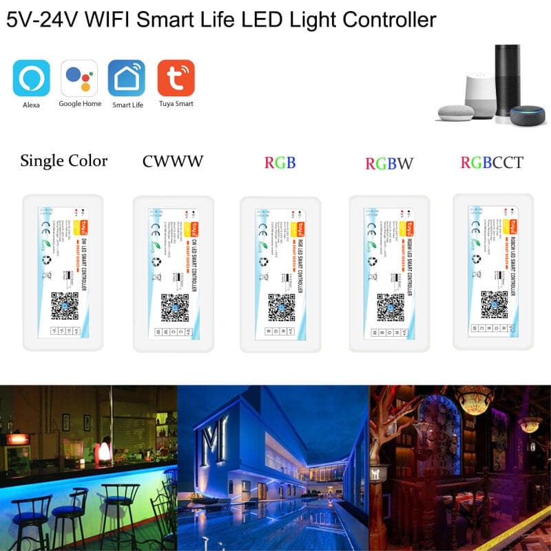 Tuya Controlador LED Inteligente WiFi DC5V-24V RGB/RGBW/RGBCCT Fita Com Dimmer Monocromático Funciona Alexa Google