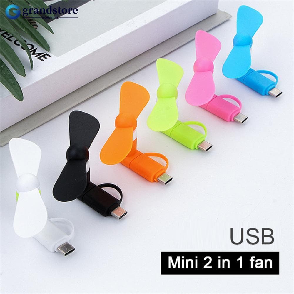 2 em 1 Mini Tipo-C pequeno ventilador do telefone portátil para o telefone móvel B6I2