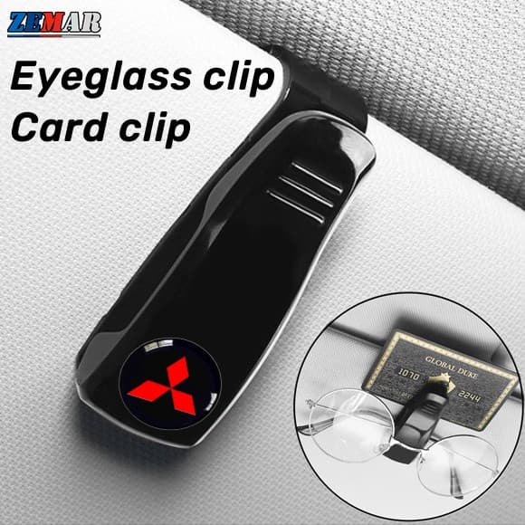 Mitsubishi Car Sunglasses Clip Sun Visor Eyeglass Holder Cartões De Visita Multifuncionais Com Logotipo De Carro Para Lancer Asx Pajero Full Outlander