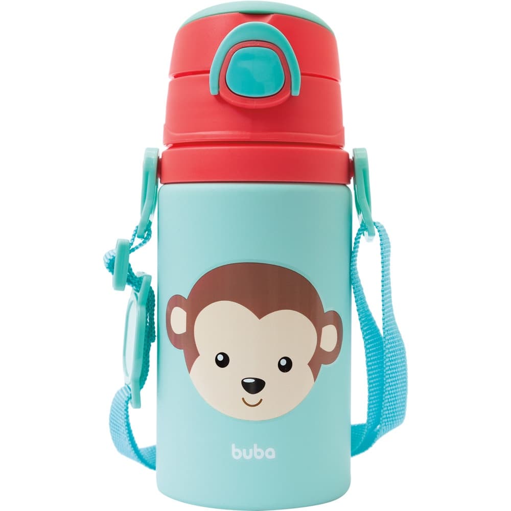 Garrafa Termica Infantil Com Canudo 400ml Macaco Buba