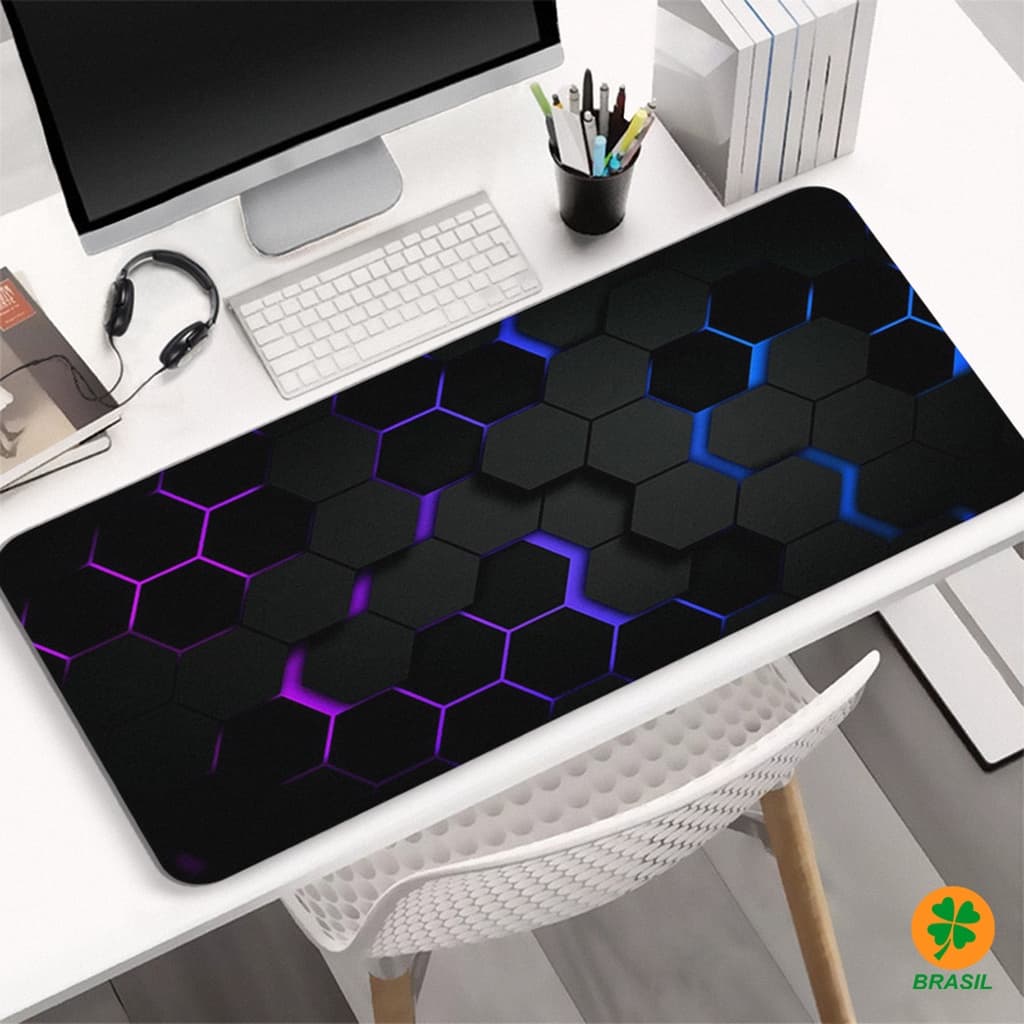 Mouse Pad Gamer Extra Grande 30x80cm Impermeável Antiderrapante Arte Geométrico