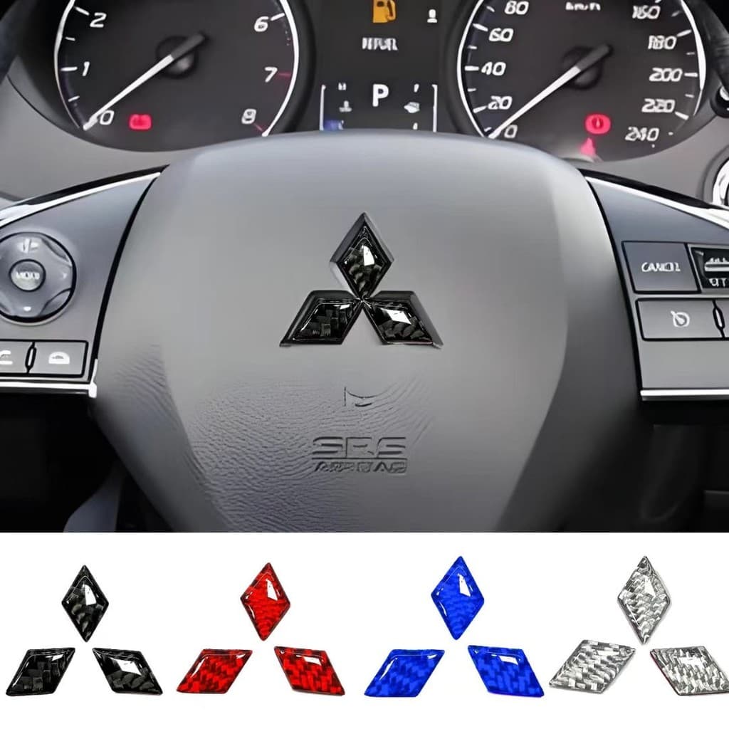 Para Mitsubishi Estilo Do Volante Carro Adesivo Tamanho Universal interior Logotipo De Fibra Carbono