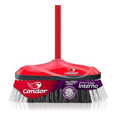 Vassoura Para Limpeza Cozinha Sala Casa Area Interna Varre Muito Com Cabo Condor