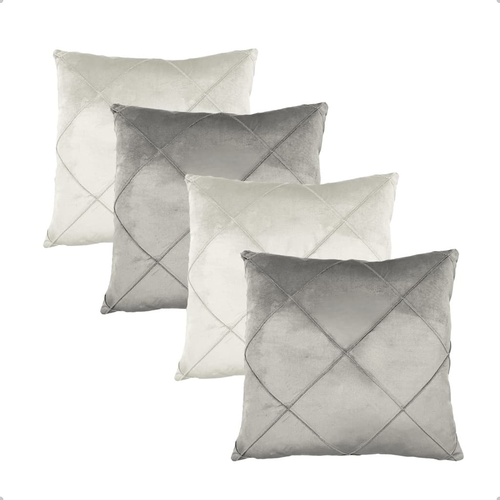 Kit 4 Capas de Almofada Suede Off White e Cinza