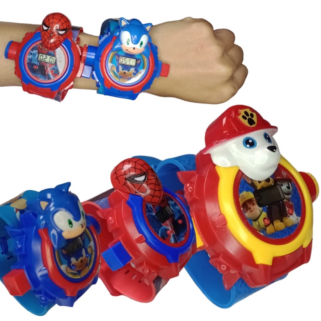 Relógio Infantil Menino Homem aranha  Marvel Disney Patrulha Canina  Sonic Digital Projetor de imagens