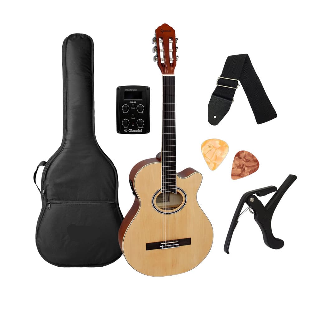 Violão Giannini Eletrico Nylon GNF1D CEQ NS acabamento Acetinado Mini Jumbo + acessórios