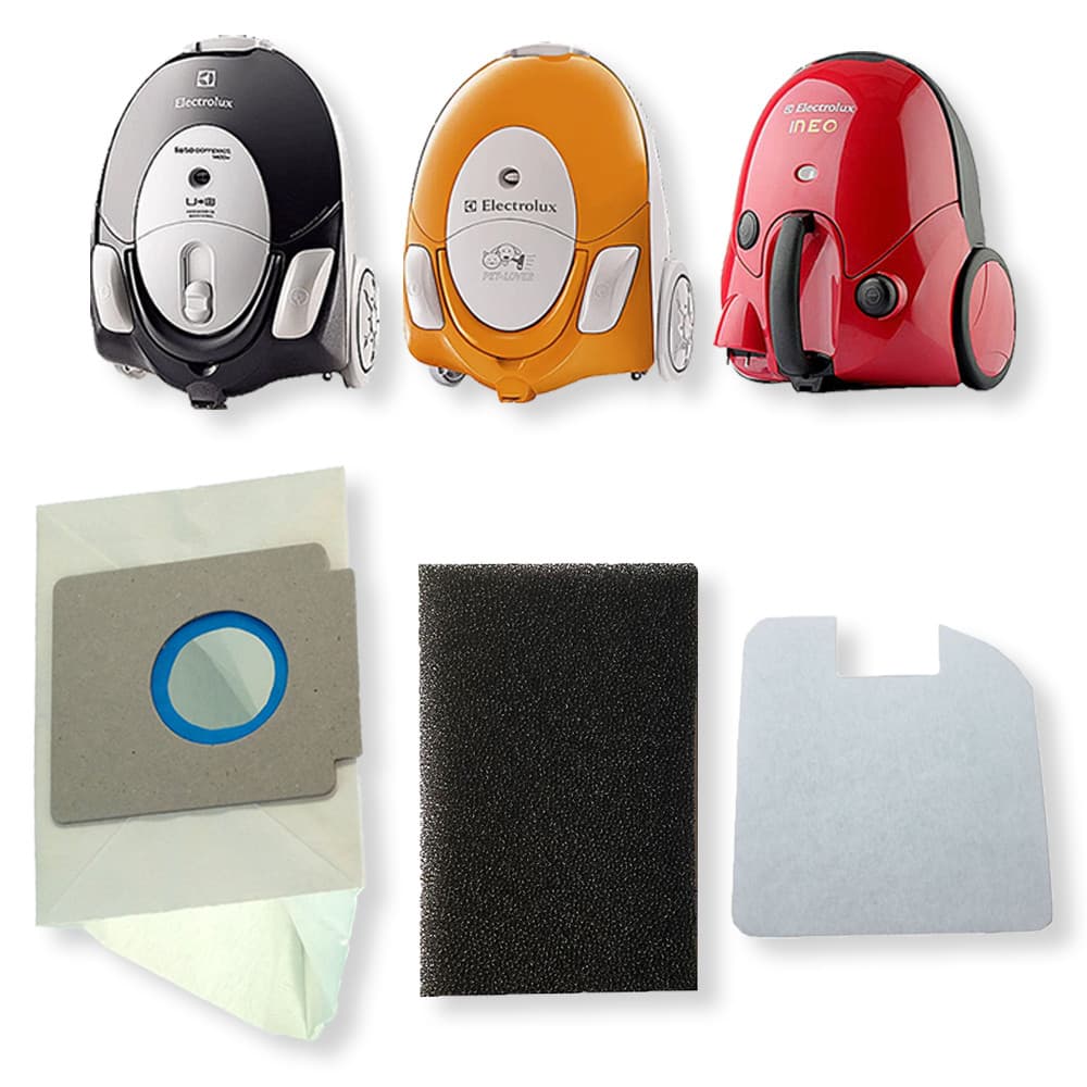 3 Saco Descartàvel + Kit Filtros para Aspirador de Pó Electrolux Listo / Neo / Pet Lover