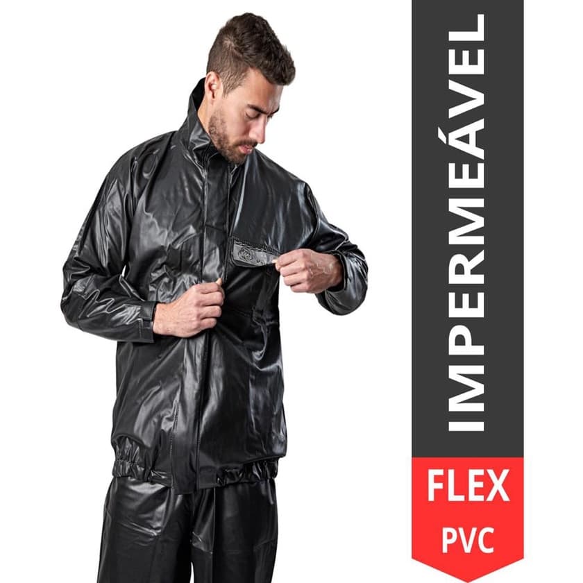 Conjunto Capa Chuva  PVC Moto Impermeável Com Gola