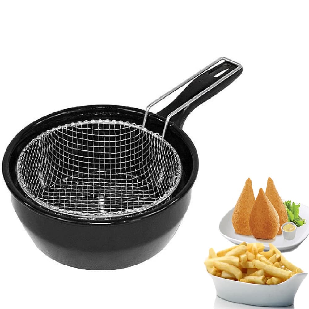 Panela Frigideira Com Cesto de Fritura Fritadeira Esmaltada Fritatudo 20cm 1,5 Litros Roa