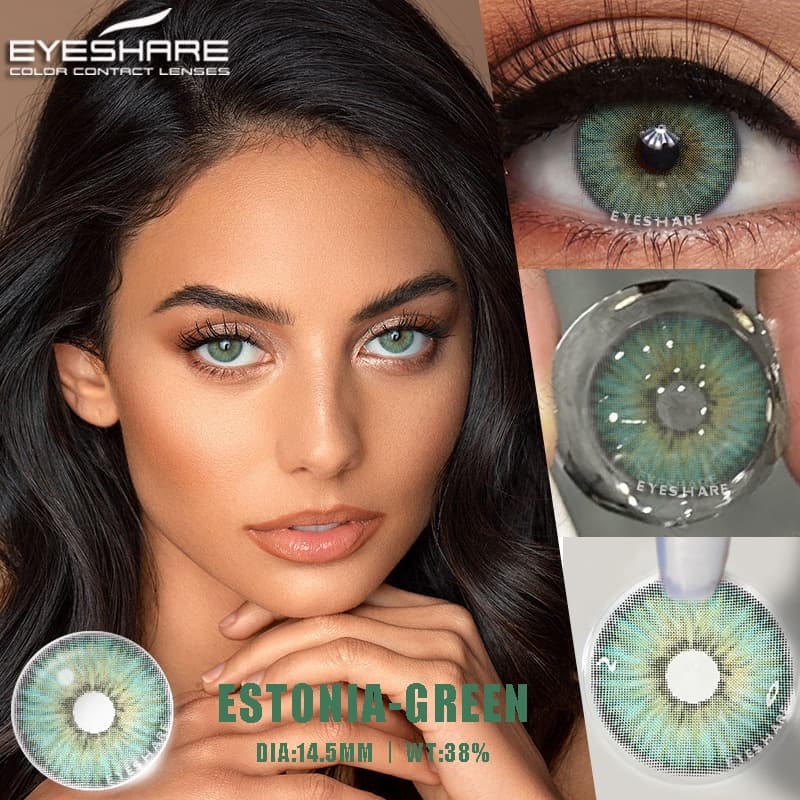 EyeShare 2 Peças Lentes De Contato Cinza Marrom Anual Cosméticos Azul E Verde
