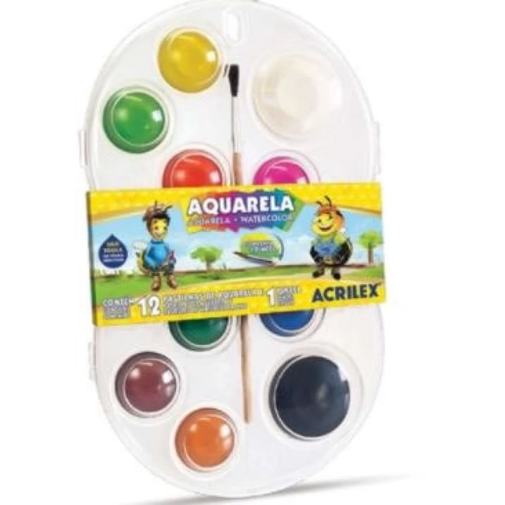 ESTOJO AQUARELA 12 CORES SEM COR    ACRILEX   18120000