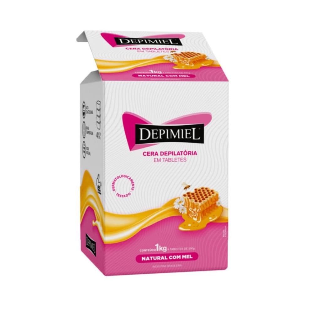 Cera Depilatória em Tabletes 4x250g Natural com Mel 1kg - Depimiel