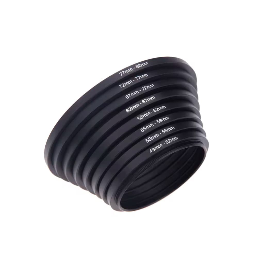 Kit de 8 Anéis Adaptadores StepUp 49-82mm Para Aumento Ø