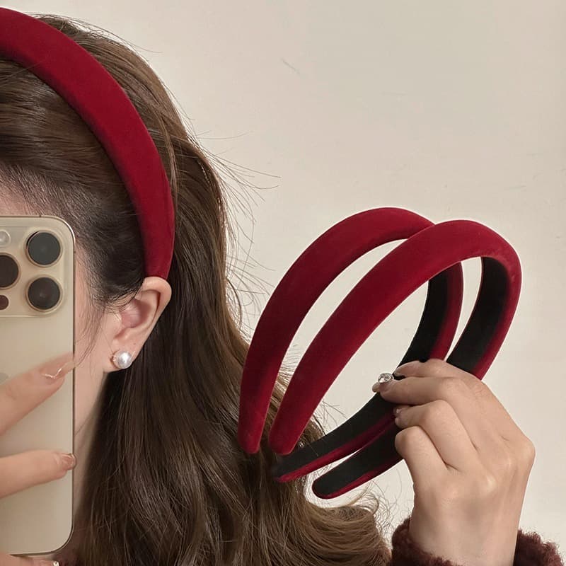 Estoque Pronto Feliz Ano Novo Chinês Vermelho Vintage Velvet HairBands Headwear Headbands