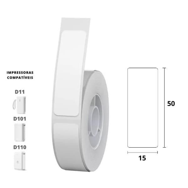 1 Rolo Etiqueta Niimbot D110 D101 D11 15x50mm (130pçs)