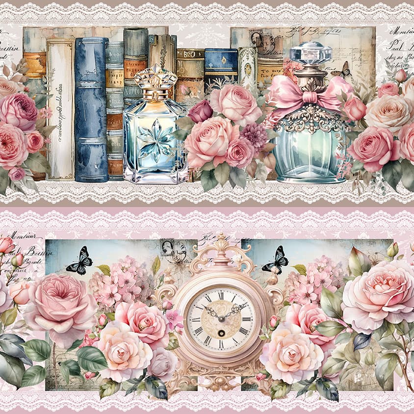 Tricoline Digital Barrado Antiguidades Vintage 50cm x 1,50mt