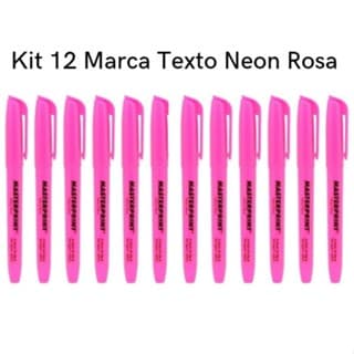 Kit 12 Marca Texto Neon Rosa Masterprint - Grifa Texto