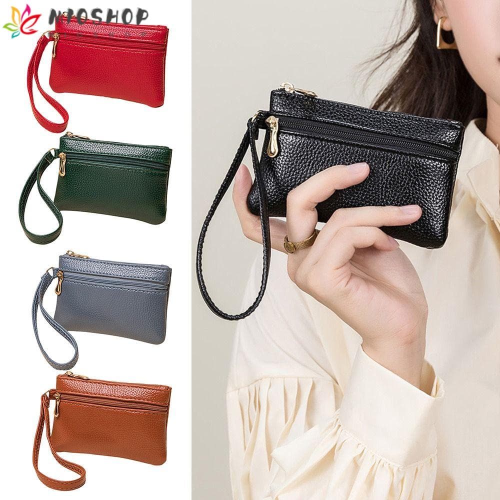 MIOSHOP Zero Carteira , Bolsa De Moedas De Cor Sólida À Prova D'água D'água , Moda Com Zíper Duplo PU Pacote