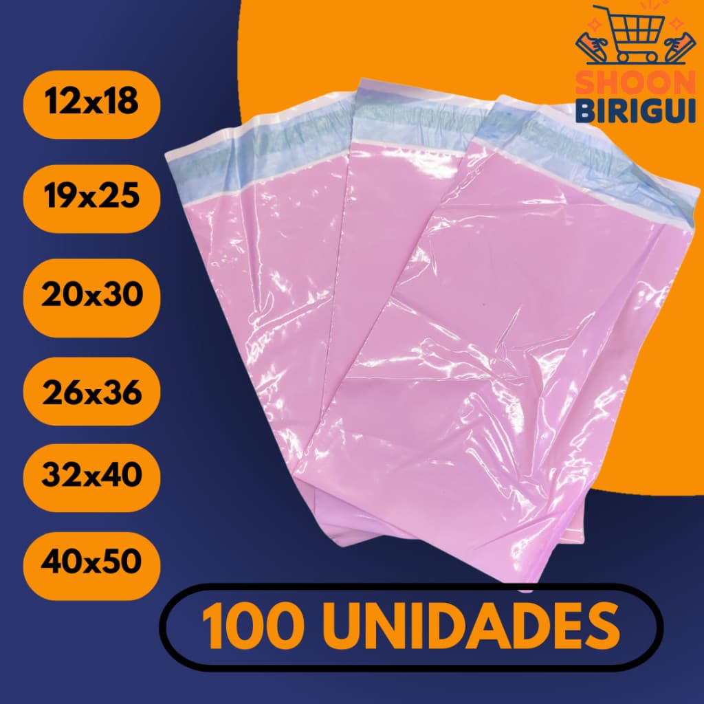 100 Unidades Envelope Segurança Rosa Embalagem Ecommerce