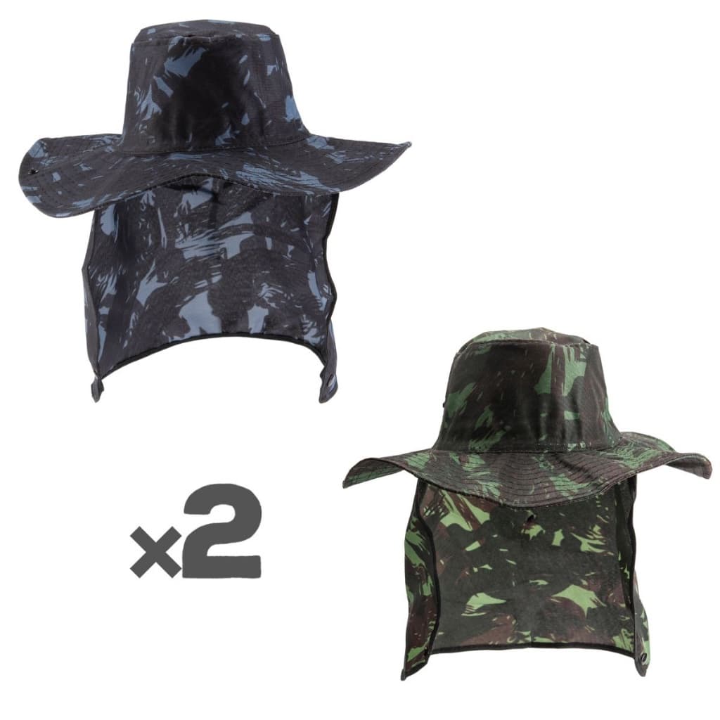Kit Com 2 Chapeu Camuflado Canavieiro Australiana  Protetor Sol Pesca