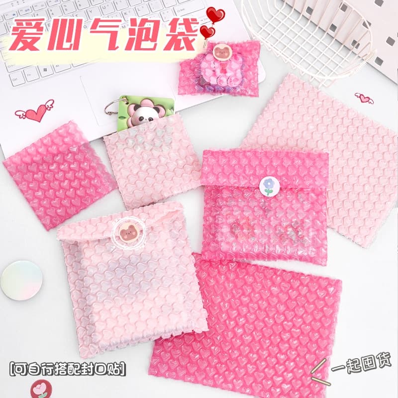 10/20 Saco Plástico Bolha Para Proteção De Objetos Embalar Produtos Frágeis Saco Pequeno Bolha Saco de bolhas de amor rosa fofo dia das Bruxas Natal sacolinha para presente
