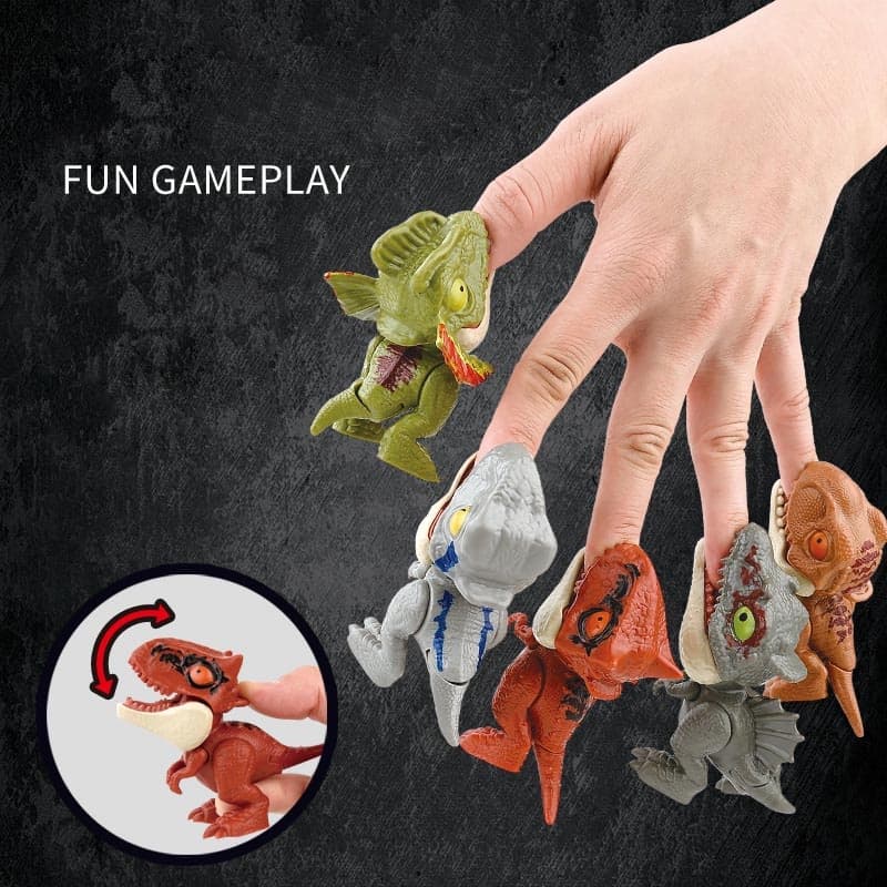【Novidade】KIT 4 Finger Dinossauro Mordedor-Modelo Móvel De Brinquedo Realista