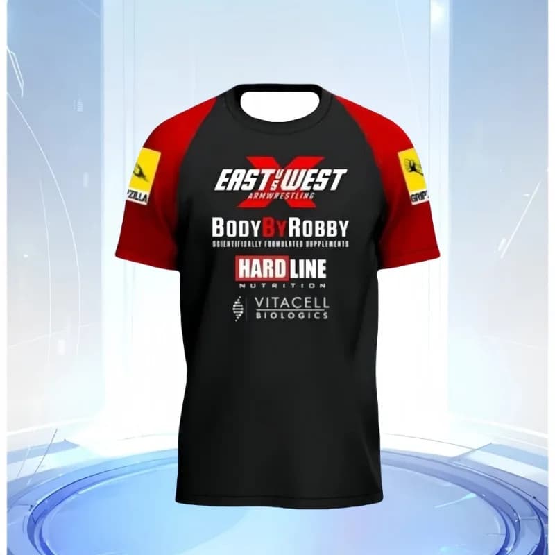East Vs West Devon Larratt Arm Wrestling Team Jersey Entusiastas De Pulso Treinamento Fitness Jogo-Dia Uniforme Roupas M