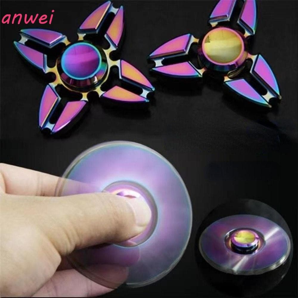 ANWEI Hand Spinner , Girador De Dedo Arco-Íris De Metal De Baixo Ruído E Alta Velocidade , Giroscópio De Ponta Do Em Lig