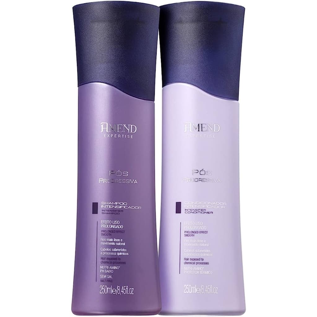 Kit Pós Progressiva Intensificador Amend Shampoo e Condicionador Prolonga o Efeito Liso e Nutrindo