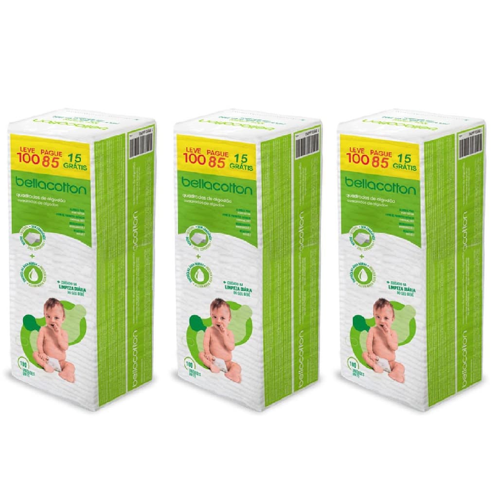 Algodao Quadrado Bellacotton Bebe Kit com 03 und