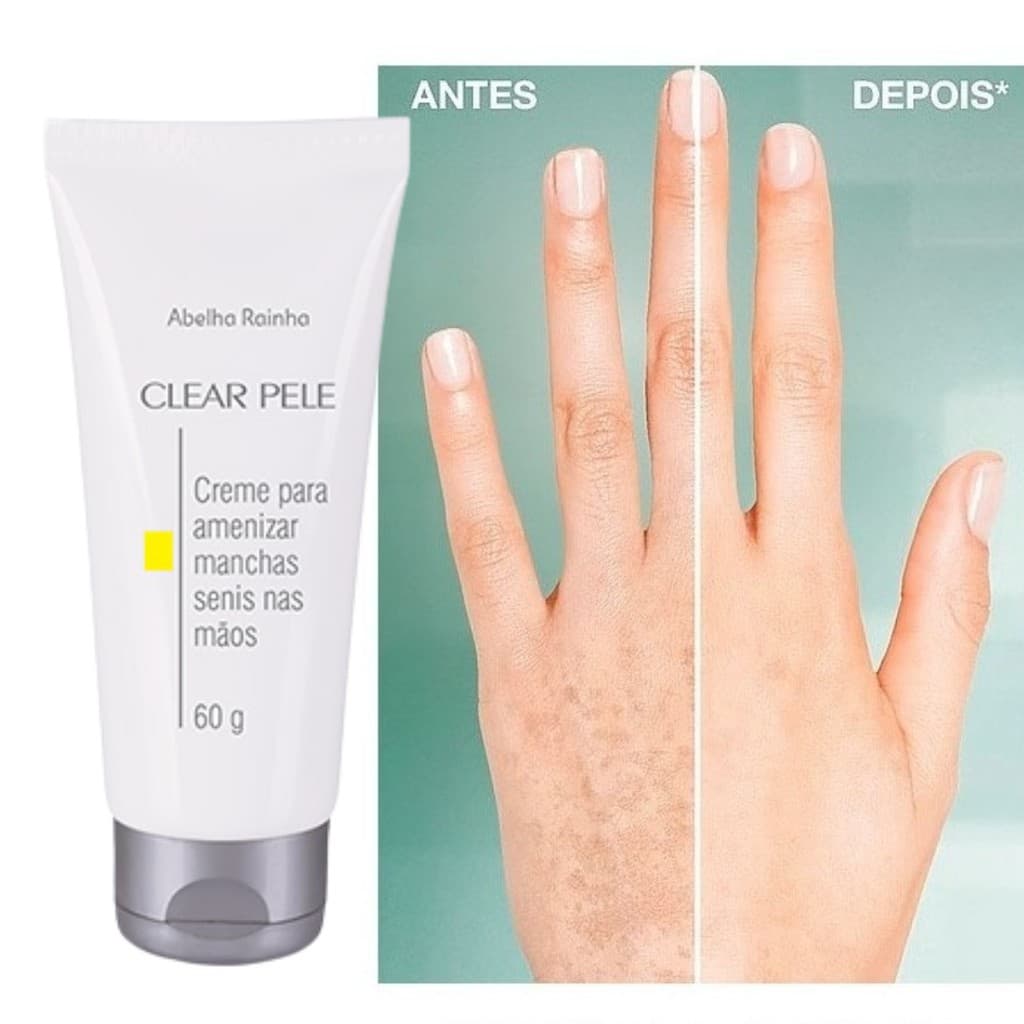 Creme Clareador de Marcas E Manchas Nas Mãos Clear Pele 60g Abelha Rainha