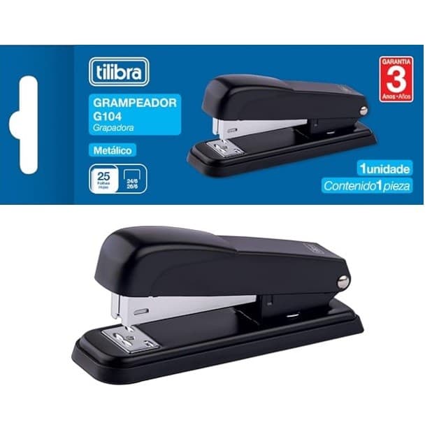 GRAMPEADOR 25 FOLHAS METÁLICO DE MESA G104 PRETO TILIBRA