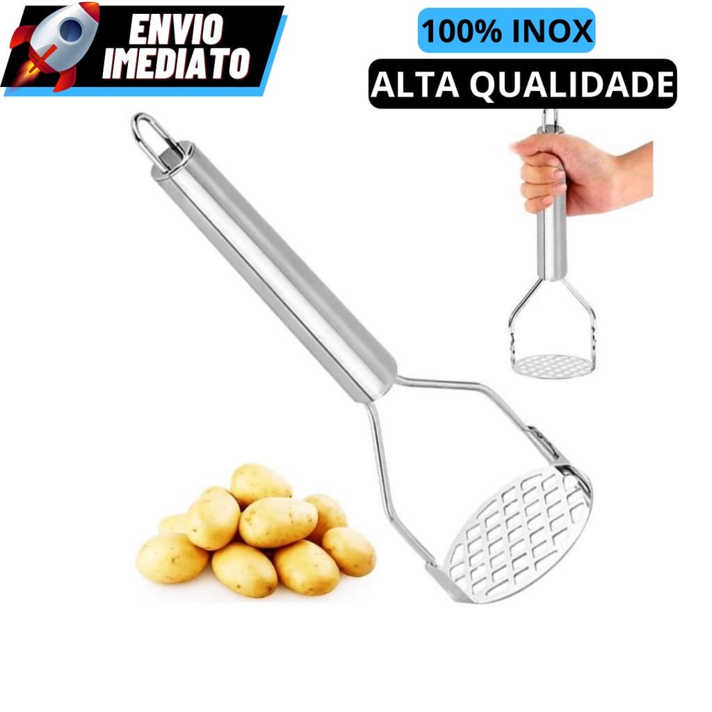 Amassador Espremedor de Batatas Legumes Feijão Cenoura Mandioquinha em Aço Inox Cabo Reforçado
