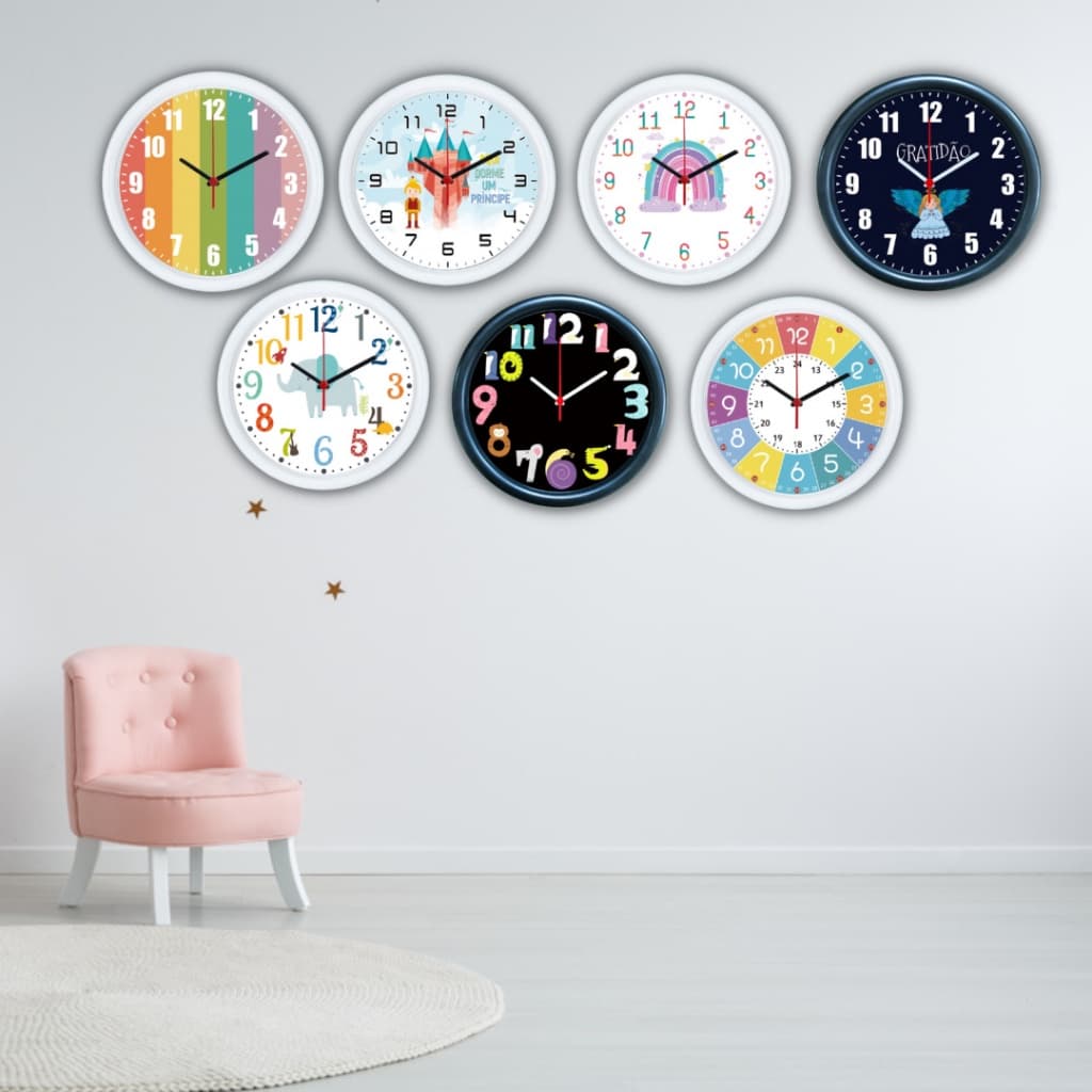 Relógio de Parede Analógico 24cm Redondo INFANTIL