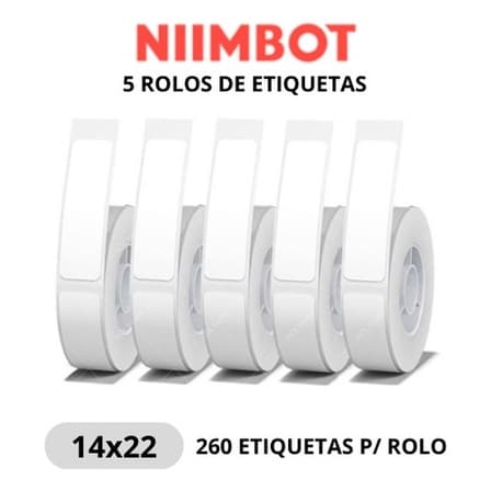 5 Rolo Etiqueta Niimbot D110 D101 D11 14x22mm (1300pçs)