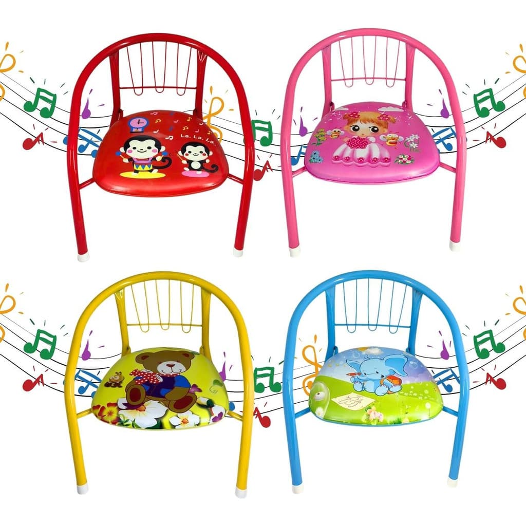 Cadeira Infantil De Metal Suporta 25kg C/ Buzina No Assento Cor Azul