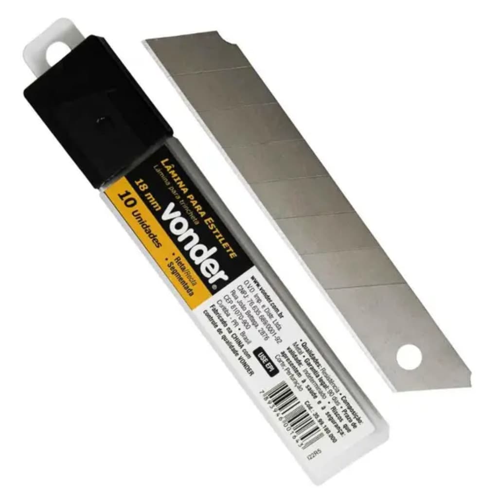 10 Lâminas 18mm para Estilete – Afiadas e de Alta Precisão, VONDER