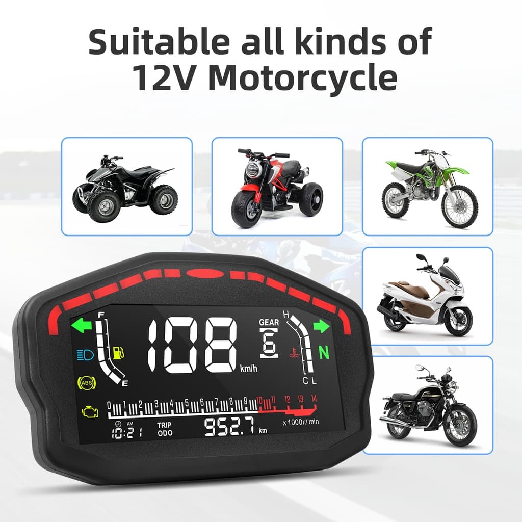 2,4 Cilindros Velocímetro Universal Motocicleta LCD Digital Odômetro Medidor De Combustível Display Painel Para Honda