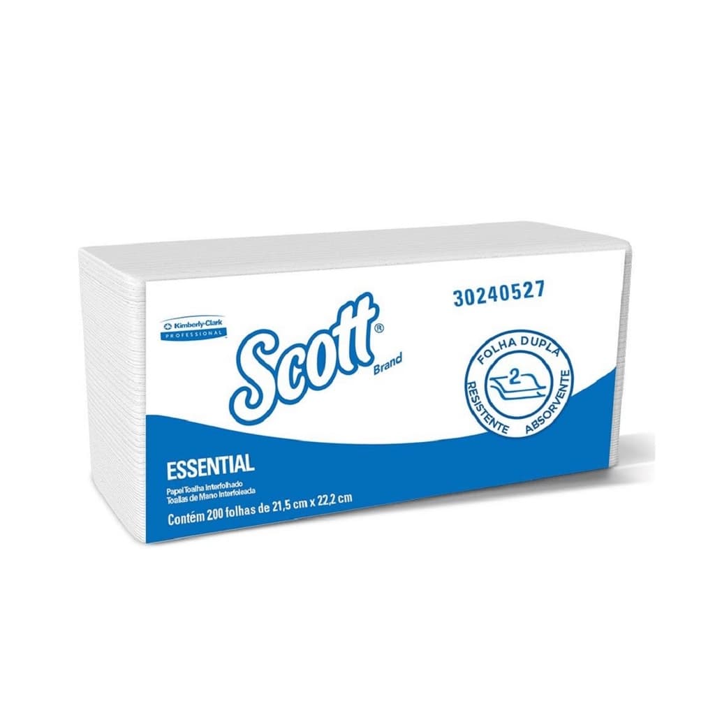 Papel Toalha Interfolha 2 Dobras Folha Dupla 21,5X22,2 com 200 Folhas Scott
