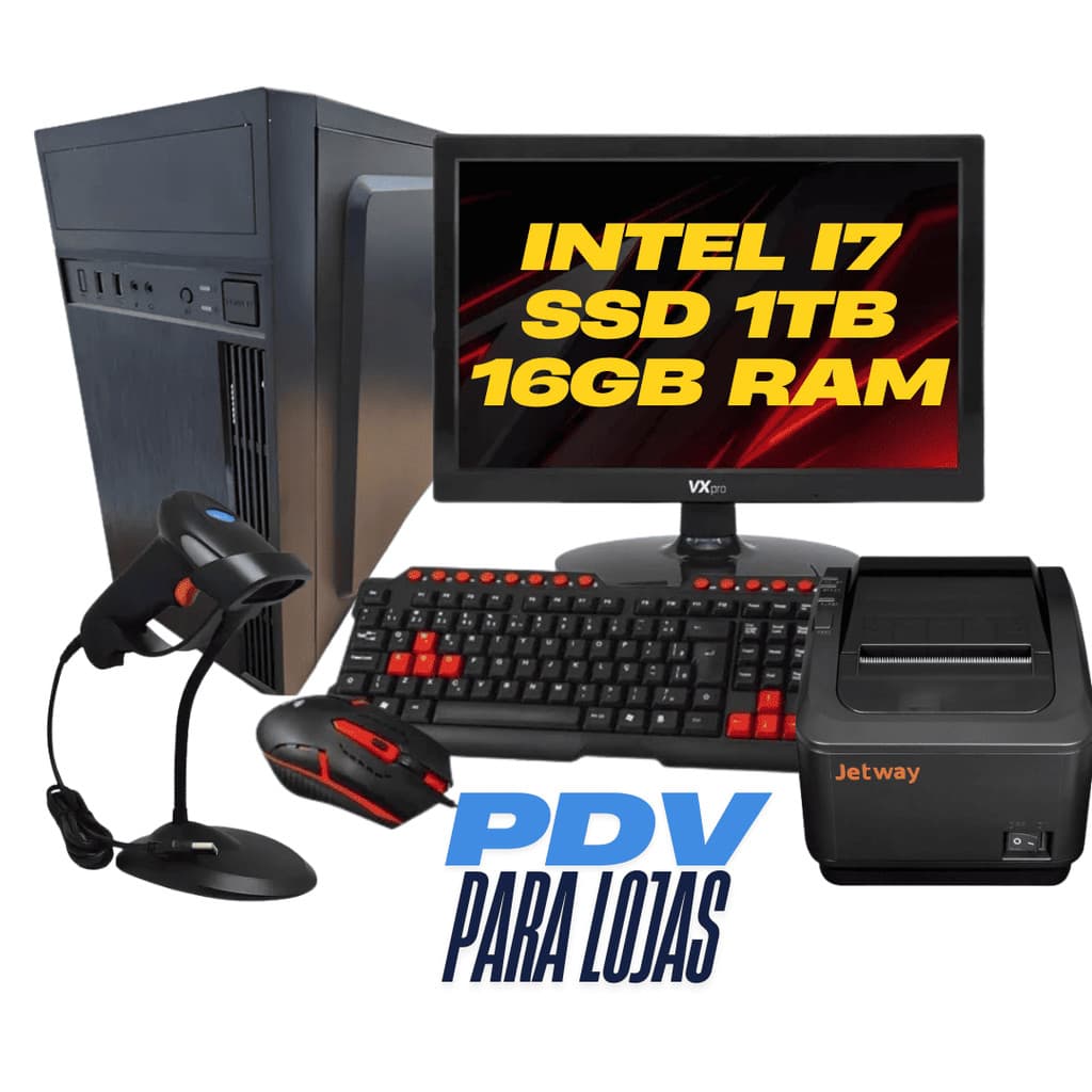 Kit Loja Pdv I7 ssd960 16RAM + Tela + Leitor + impressora