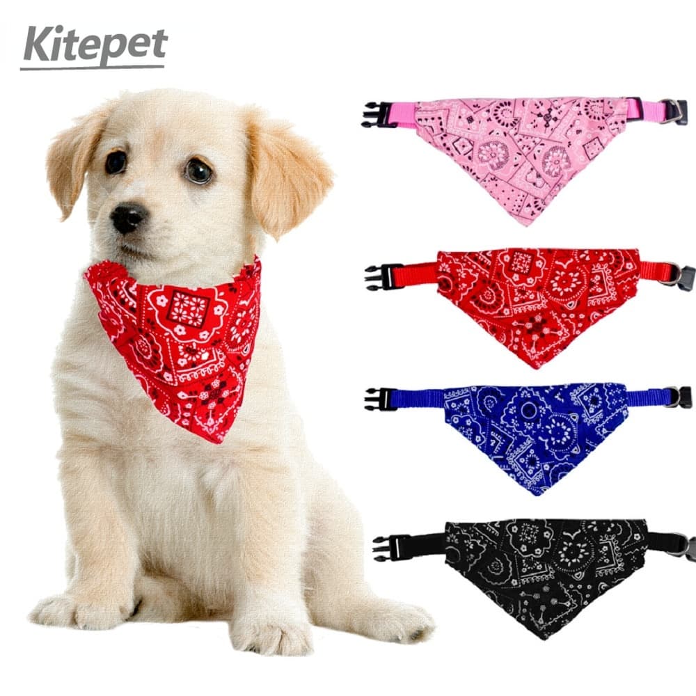 Lenço De Pescoço De Cachorro Gato Coleira Bandana Com Acessórios De Couro Ajustável