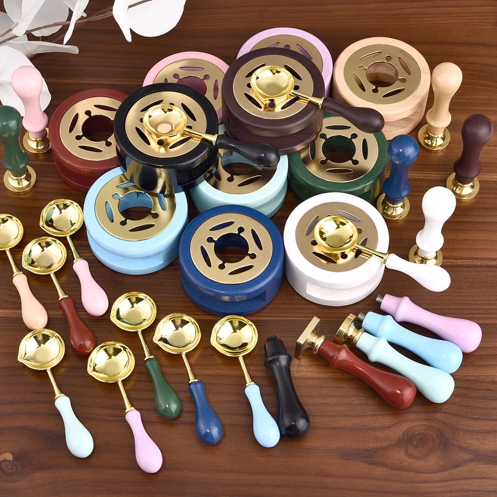 2/3Pcs Set Cera Seal Stamp Tool Laca Forno de Vedação Cera Colher de Fusão Cera Selo Selo Cabeça Handle DIY Wax Bead