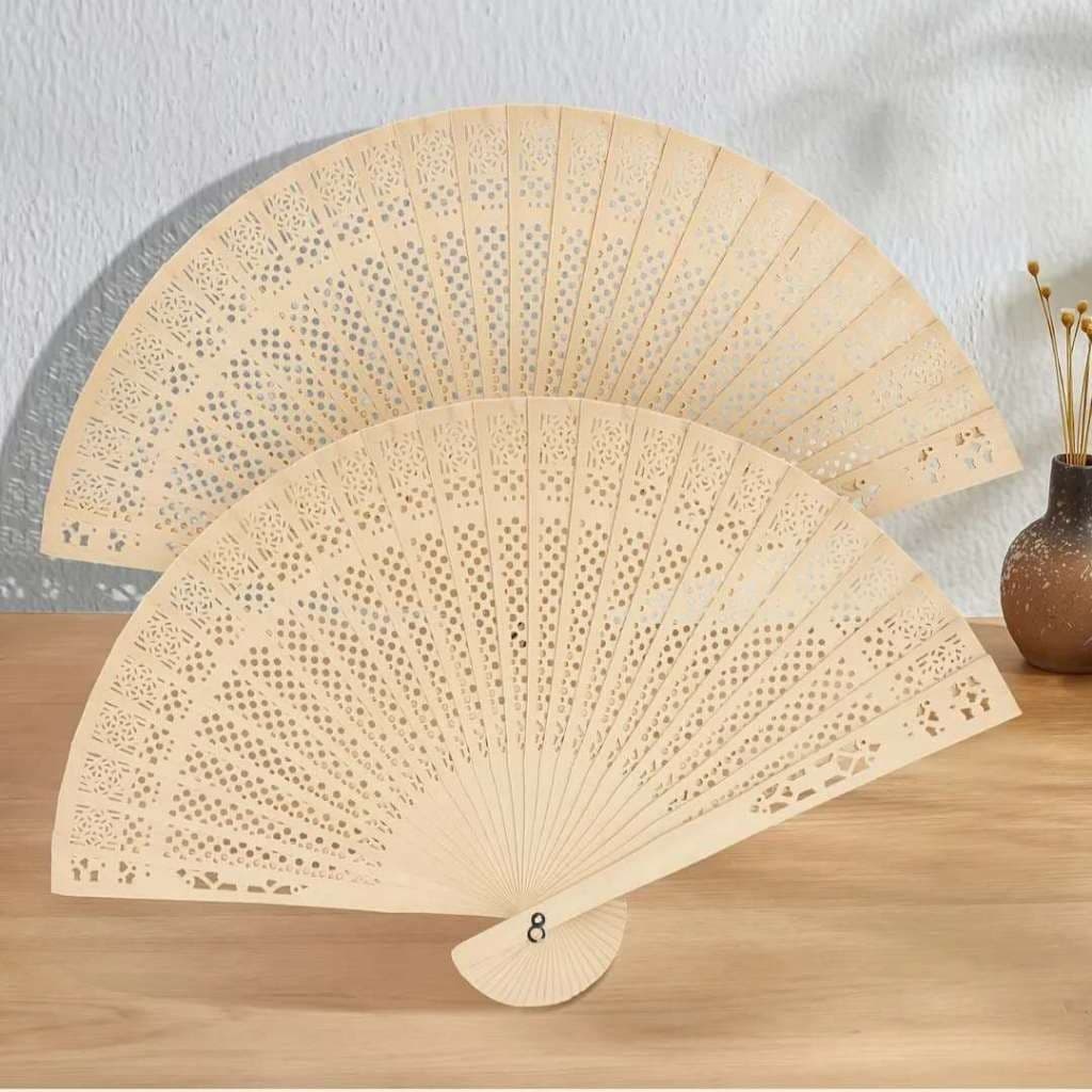 Kit 2/10 peças Leque de madeira leve e elegante para casamento e lembrança