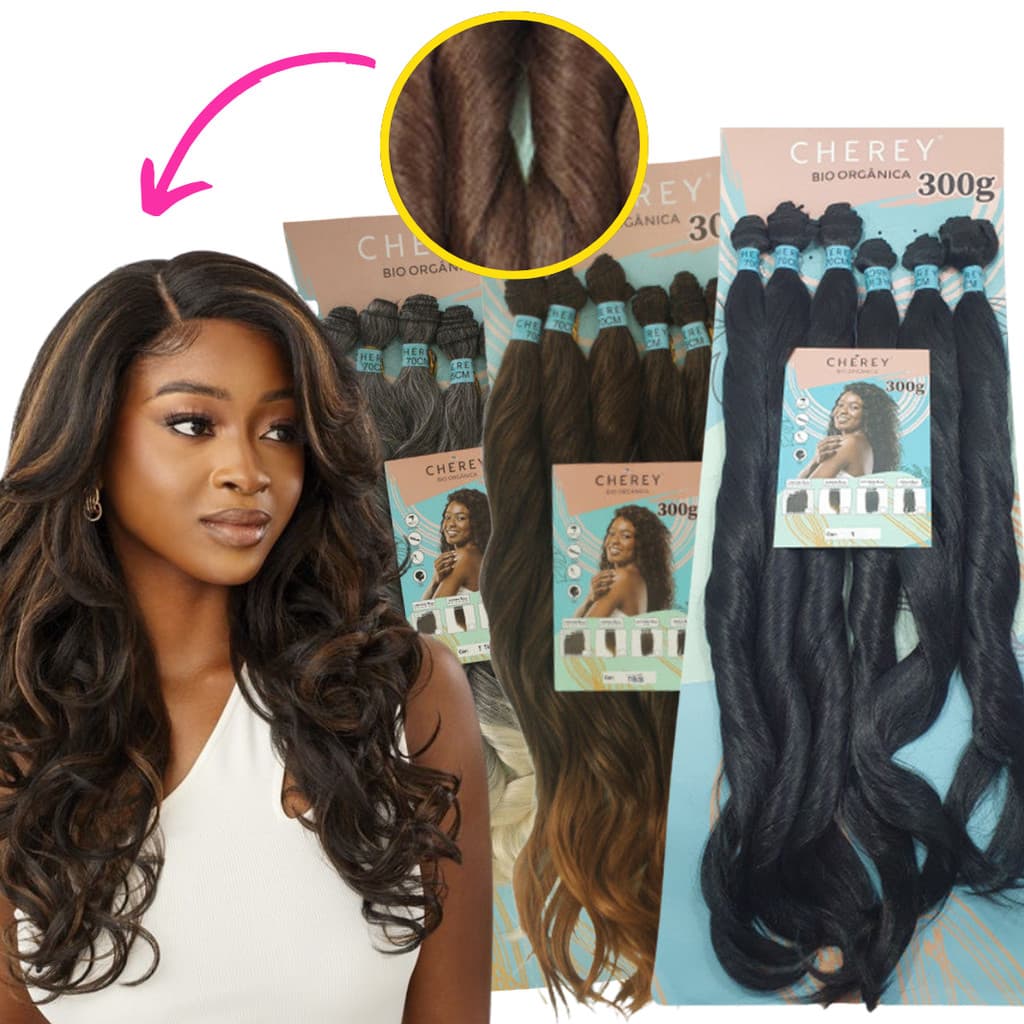 Cabelo Orgânico Cherey Cacheado Perla 300g 65cm Crochet Braid Promoção