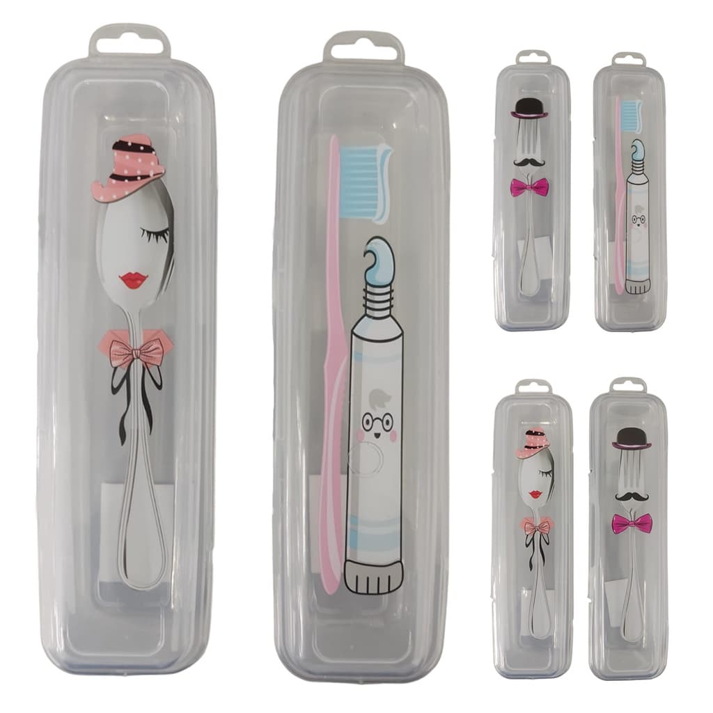 Estojo Porta Talher e Escova e Pasta de Dente com Trava  de Plástico