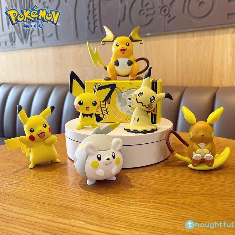 Figuras De Ação Fofas De Anime Pokemon Pensativo Pikachu Pichu Raichu Mimikyu 6-8cm Boneca Decoração De Mesa Brinquedo Para Crianças Presente