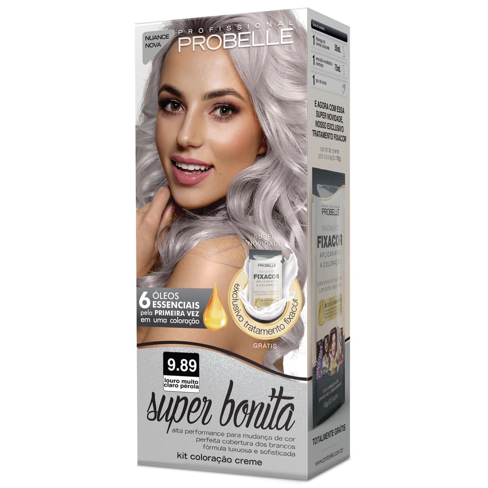 Coloração Super Bonita 50g. - 9.89 Louro Muito Claro Pérola