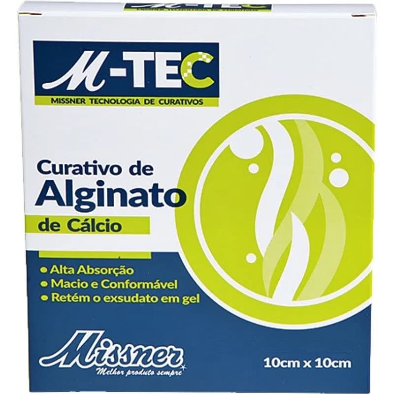 Curativo de Alginato de Cálcio M-TEC 10cm x 10cm - Missner